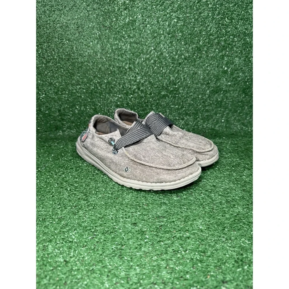 Hey Dude Wendy Women Size 8 Grey Blue Aztec Hippie Shoes Comfort Slip On Loafer